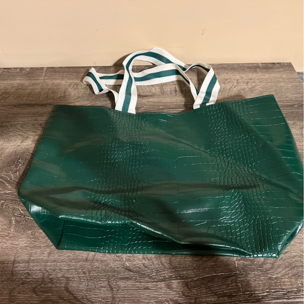 Saks Fifth Avenue Crocodile Embossed Faux Leather Tote